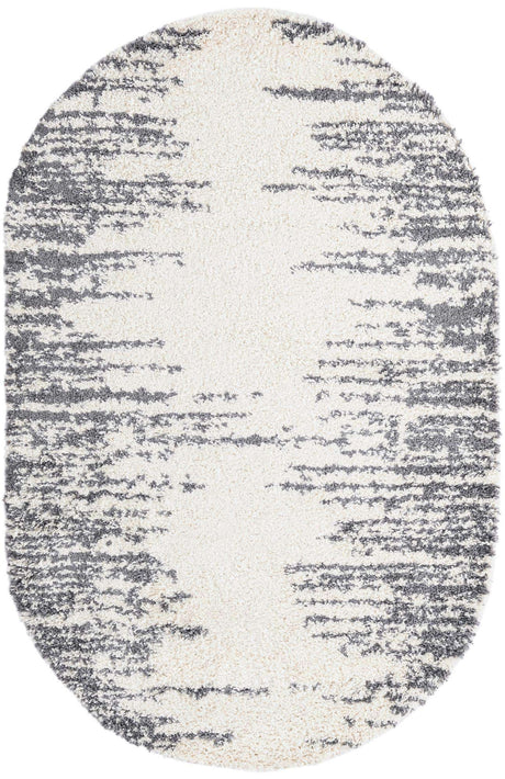 White 5' 3 x 8' Serenity Shag Oval Area Rug Thick Soft Touch Fluffy & Plush Shaggy Pile