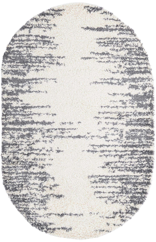 White 5' 3 x 8' Serenity Shag Oval Area Rug Thick Soft Touch Fluffy & Plush Shaggy Pile