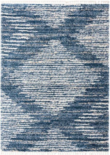 Blue 9' x 12' Serenity Shag Rectangle Area Rug Thick Soft Touch Fluffy & Plush Shaggy Pile