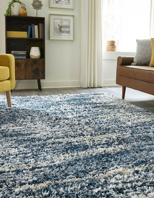 Blue 5' 3 x 8' Serenity Shag Rectangle Area Rug Thick Soft Touch Fluffy & Plush Shaggy Pile