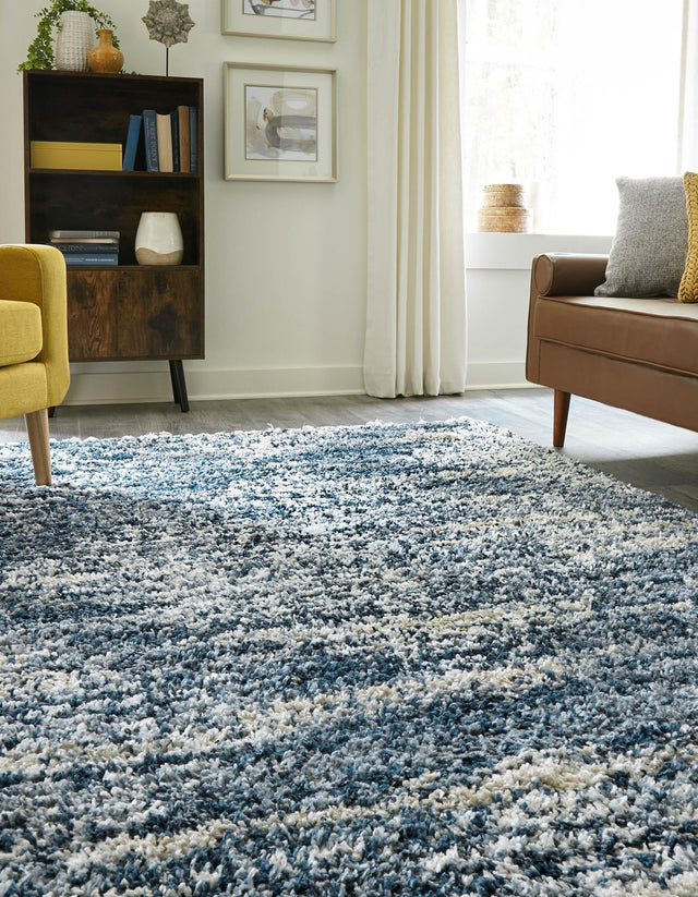 Blue 5' 3 x 8' Serenity Shag Rectangle Area Rug Thick Soft Touch Fluffy & Plush Shaggy Pile