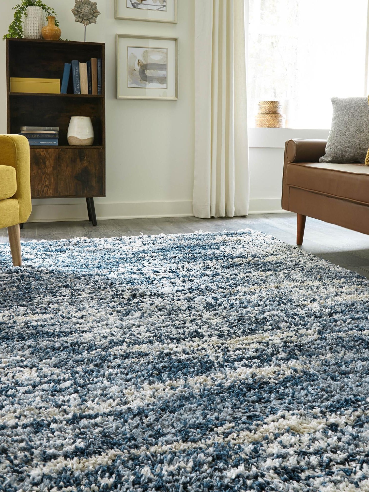 Blue 10' x 14' Serenity Shag Rectangle Area Rug Thick Soft Touch Fluffy & Plush Shaggy Pile Carpet for Living Rooms, Kitchen, Bedrooms, Office, Dorms for Sale at Rug Engine