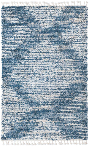 Blue 5' 3 x 8' Serenity Shag Rectangle Area Rug Thick Soft Touch Fluffy & Plush Shaggy Pile