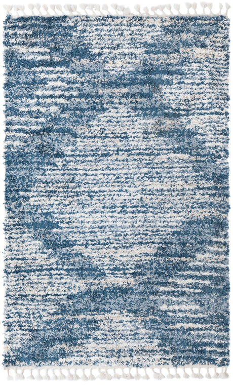 Blue 5' 3 x 8' Serenity Shag Rectangle Area Rug Thick Soft Touch Fluffy & Plush Shaggy Pile