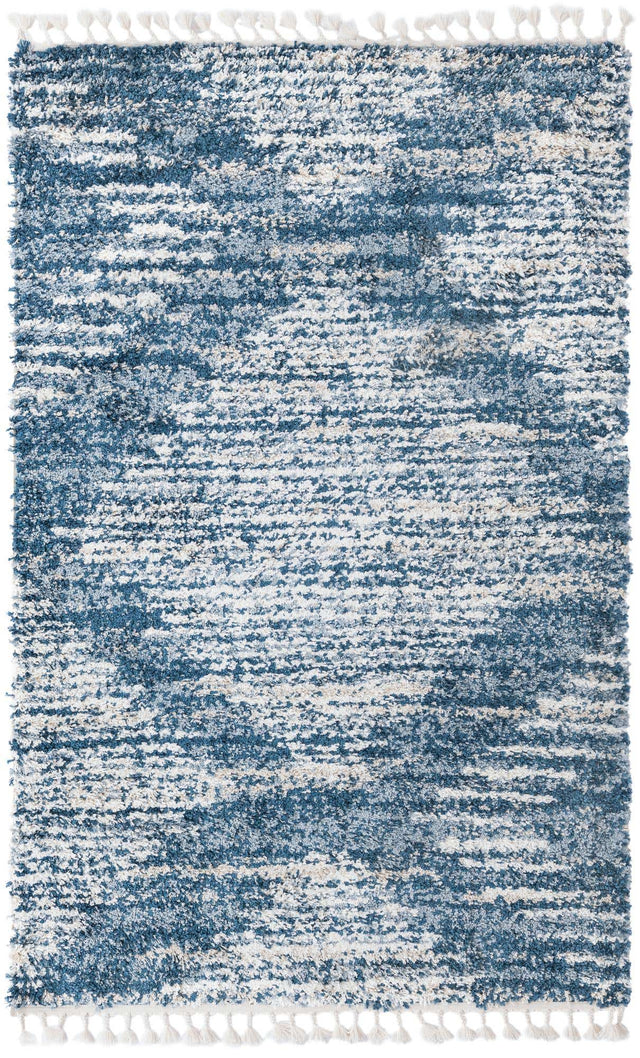 Blue 5' 3 x 8' Serenity Shag Rectangle Area Rug Thick Soft Touch Fluffy & Plush Shaggy Pile