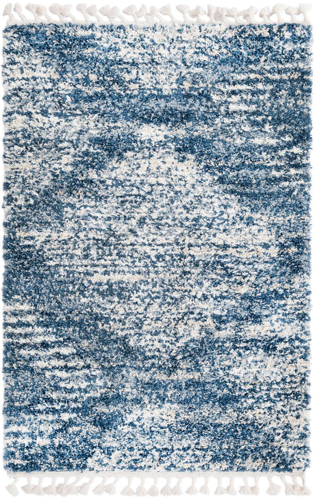 Blue 4' x 6' Serenity Shag Rectangle Area Rug Thick Soft Touch Fluffy & Plush Shaggy Pile