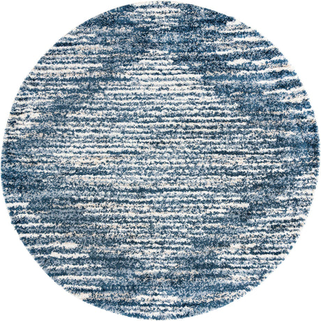 Blue 10' x 10' Serenity Shag Round Area Rug Thick Soft Touch Fluffy & Plush Shaggy Pile