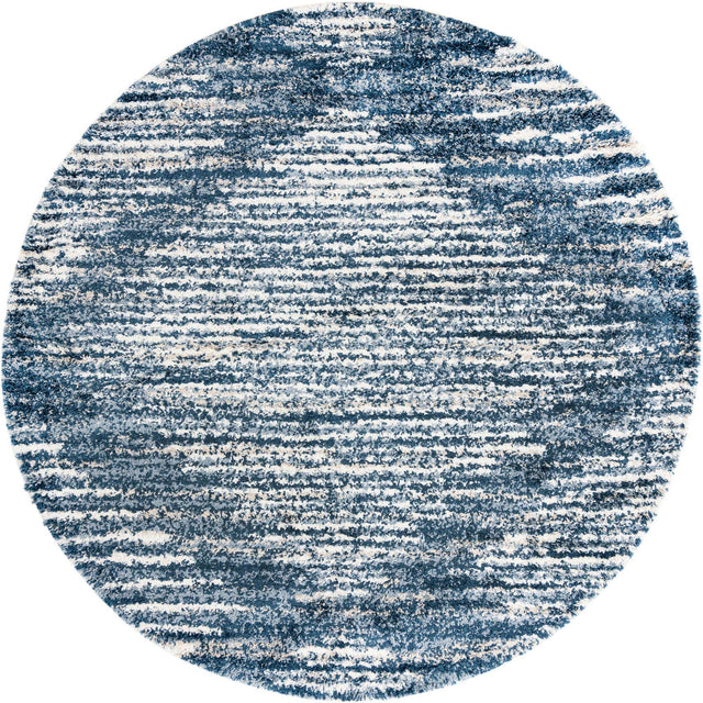 Blue 10' x 10' Serenity Shag Round Area Rug Thick Soft Touch Fluffy & Plush Shaggy Pile