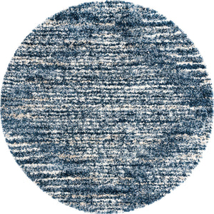 Blue 7' x 7' Serenity Shag Round Area Rug Thick Soft Touch Fluffy & Plush Shaggy Pile