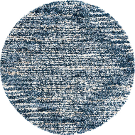 Blue 7' x 7' Serenity Shag Round Area Rug Thick Soft Touch Fluffy & Plush Shaggy Pile