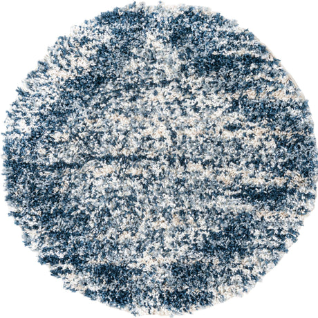 Blue 3' 3 x 3' 3 Serenity Shag Round Area Rug Thick Soft Touch Fluffy & Plush Shaggy Pile