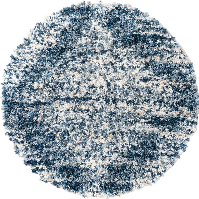 Blue 3' 3 x 3' 3 Serenity Shag Round Area Rug Thick Soft Touch Fluffy & Plush Shaggy Pile