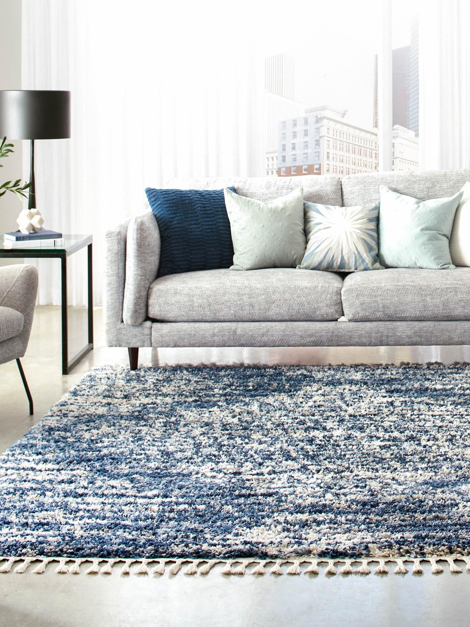 Blue 10' x 10' Serenity Shag Square Area Rug Thick Soft Touch Fluffy & Plush Shaggy Pile Carpet for Living Rooms, Kitchen, Bedrooms, Office, Dorms for Sale at Rug Engine