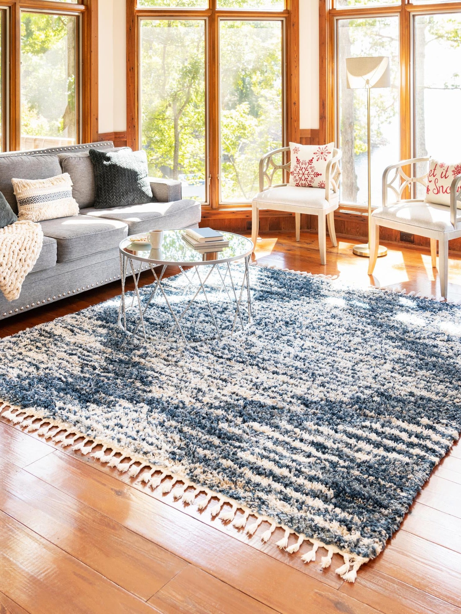 Blue 10' x 10' Serenity Shag Square Area Rug Thick Soft Touch Fluffy & Plush Shaggy Pile Carpet for Living Rooms, Kitchen, Bedrooms, Office, Dorms for Sale at Rug Engine
