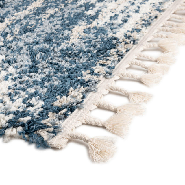 Blue 7' 10 x 7' 10 Serenity Shag Square Area Rug Thick Soft Touch Fluffy & Plush Shaggy Pile