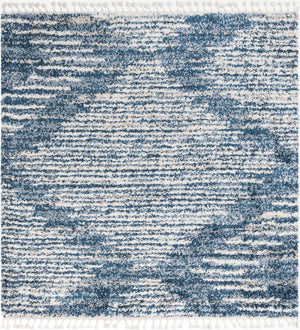 Blue 7' 10 x 7' 10 Serenity Shag Square Area Rug Thick Soft Touch Fluffy & Plush Shaggy Pile