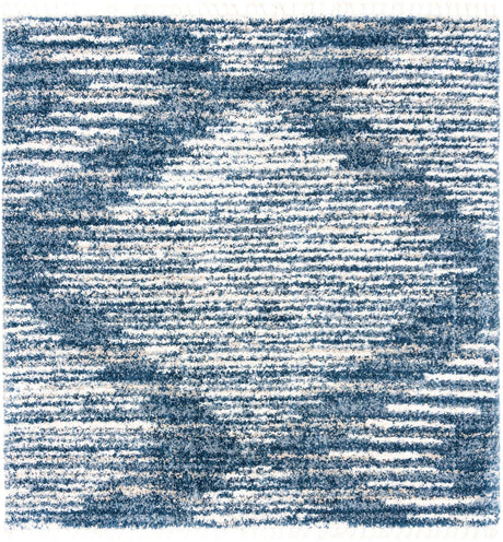 Blue 10' x 10' Serenity Shag Square Area Rug Thick Soft Touch Fluffy & Plush Shaggy Pile