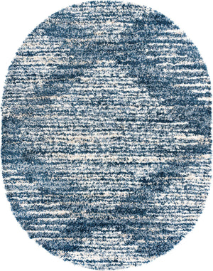 Blue 7' 10 x 10' Serenity Shag Oval Area Rug Thick Soft Touch Fluffy & Plush Shaggy Pile