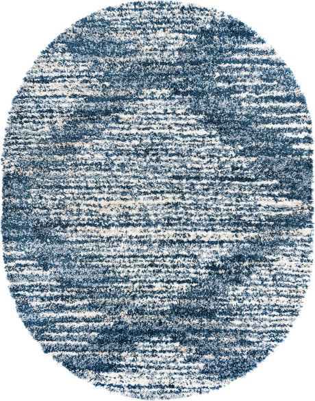 Blue 7' 10 x 10' Serenity Shag Oval Area Rug Thick Soft Touch Fluffy & Plush Shaggy Pile