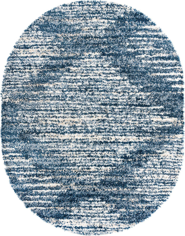 Blue 7' 10 x 10' Serenity Shag Oval Area Rug Thick Soft Touch Fluffy & Plush Shaggy Pile