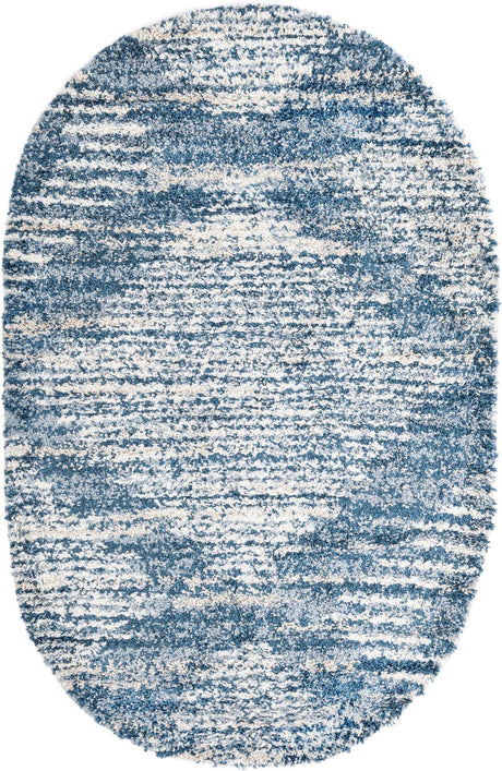 Blue 5' 3 x 8' Serenity Shag Oval Area Rug Thick Soft Touch Fluffy & Plush Shaggy Pile