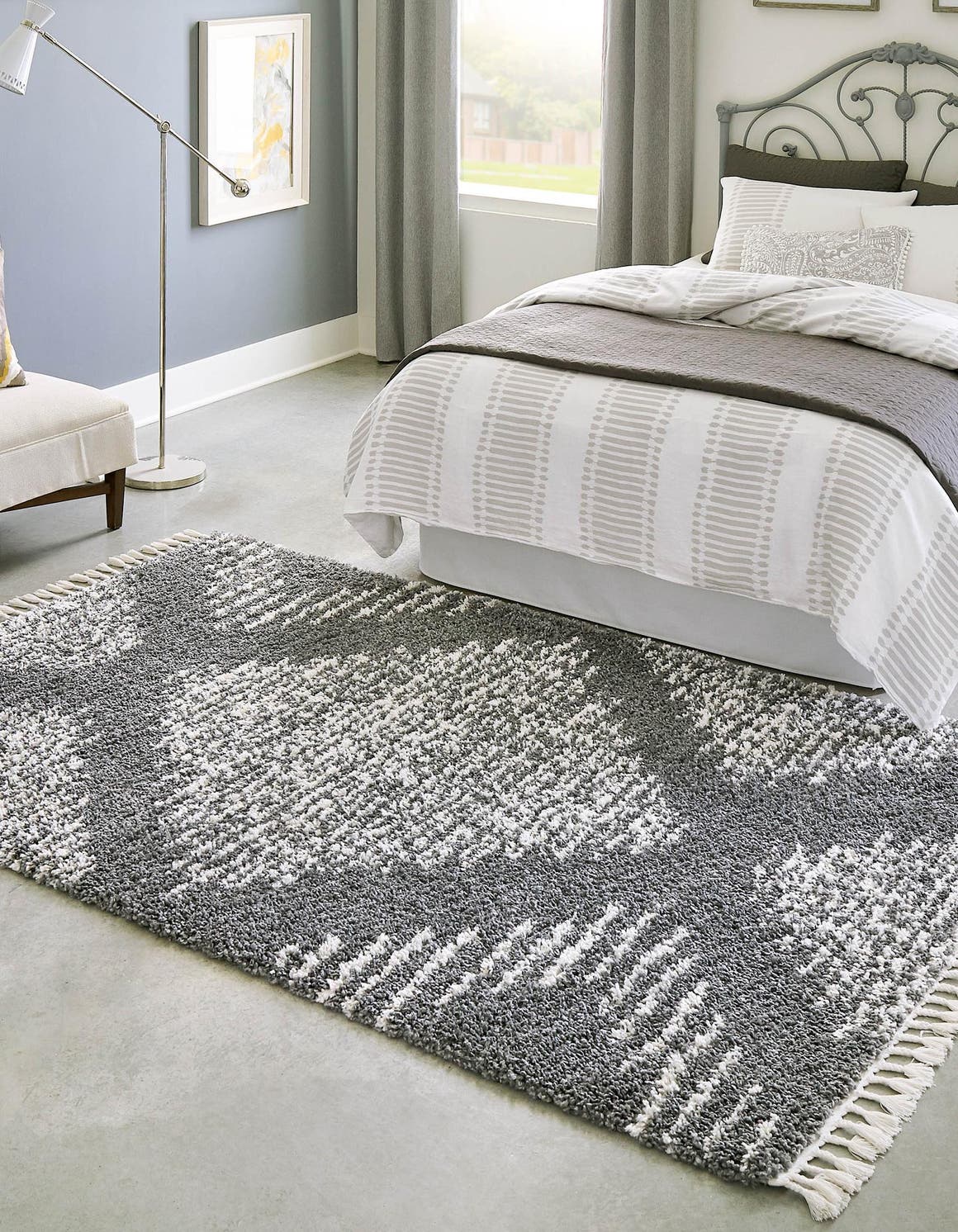 Gray 9' x 12' Serenity Shag Rectangle Area Rug Thick Soft Touch Fluffy & Plush Shaggy Pile Carpet for Living Rooms, Kitchen, Bedrooms, Office, Dorms for Sale at Rug Engine
