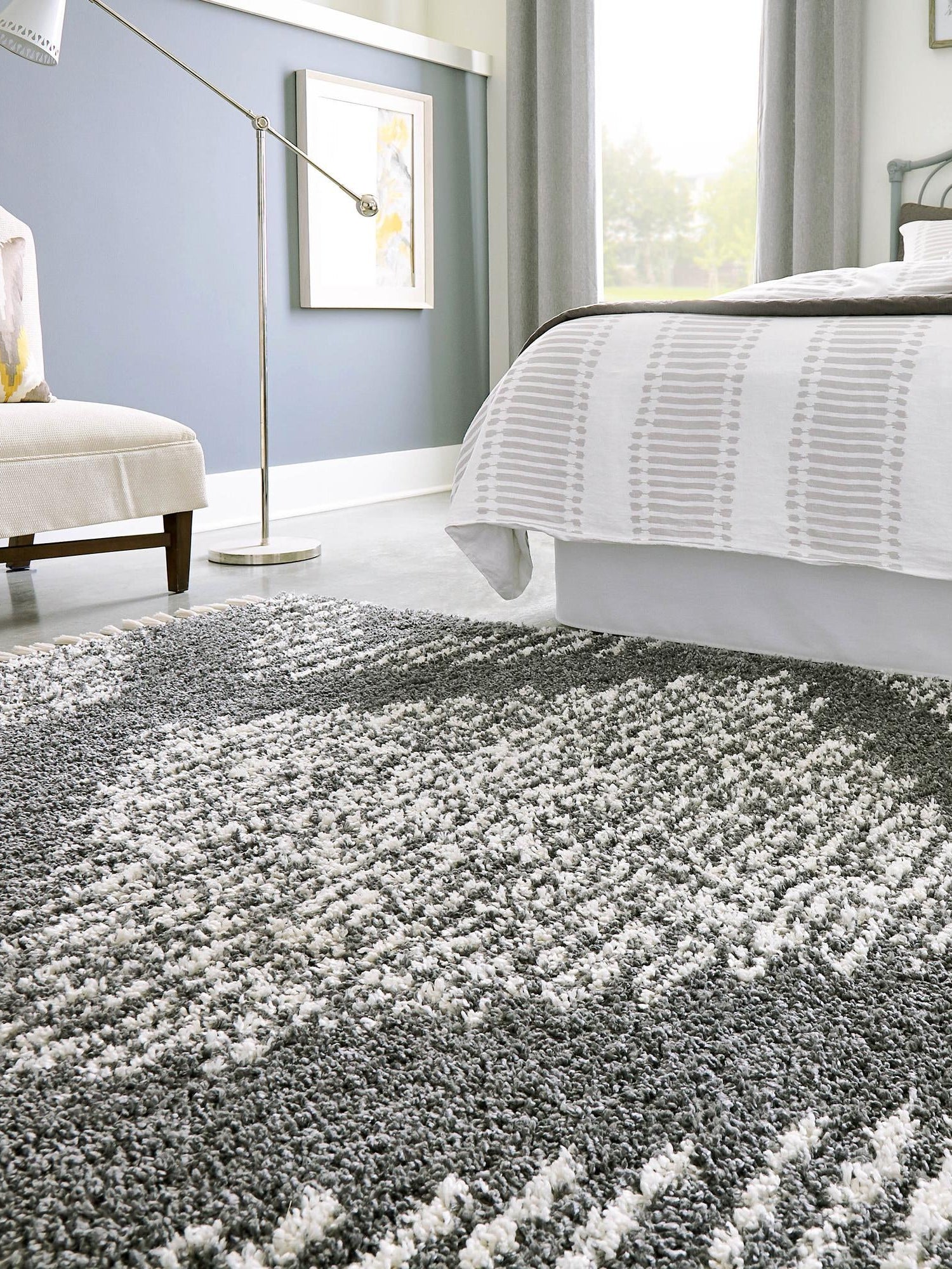 Gray 9' x 12' Serenity Shag Rectangle Area Rug Thick Soft Touch Fluffy & Plush Shaggy Pile Carpet for Living Rooms, Kitchen, Bedrooms, Office, Dorms for Sale at Rug Engine