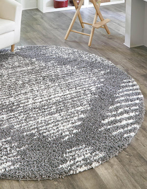 Gray 7' x 7' Serenity Shag Round Area Rug Thick Soft Touch Fluffy & Plush Shaggy Pile