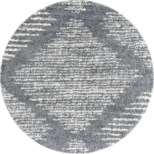 Gray 7' x 7' Serenity Shag Round Area Rug Thick Soft Touch Fluffy & Plush Shaggy Pile