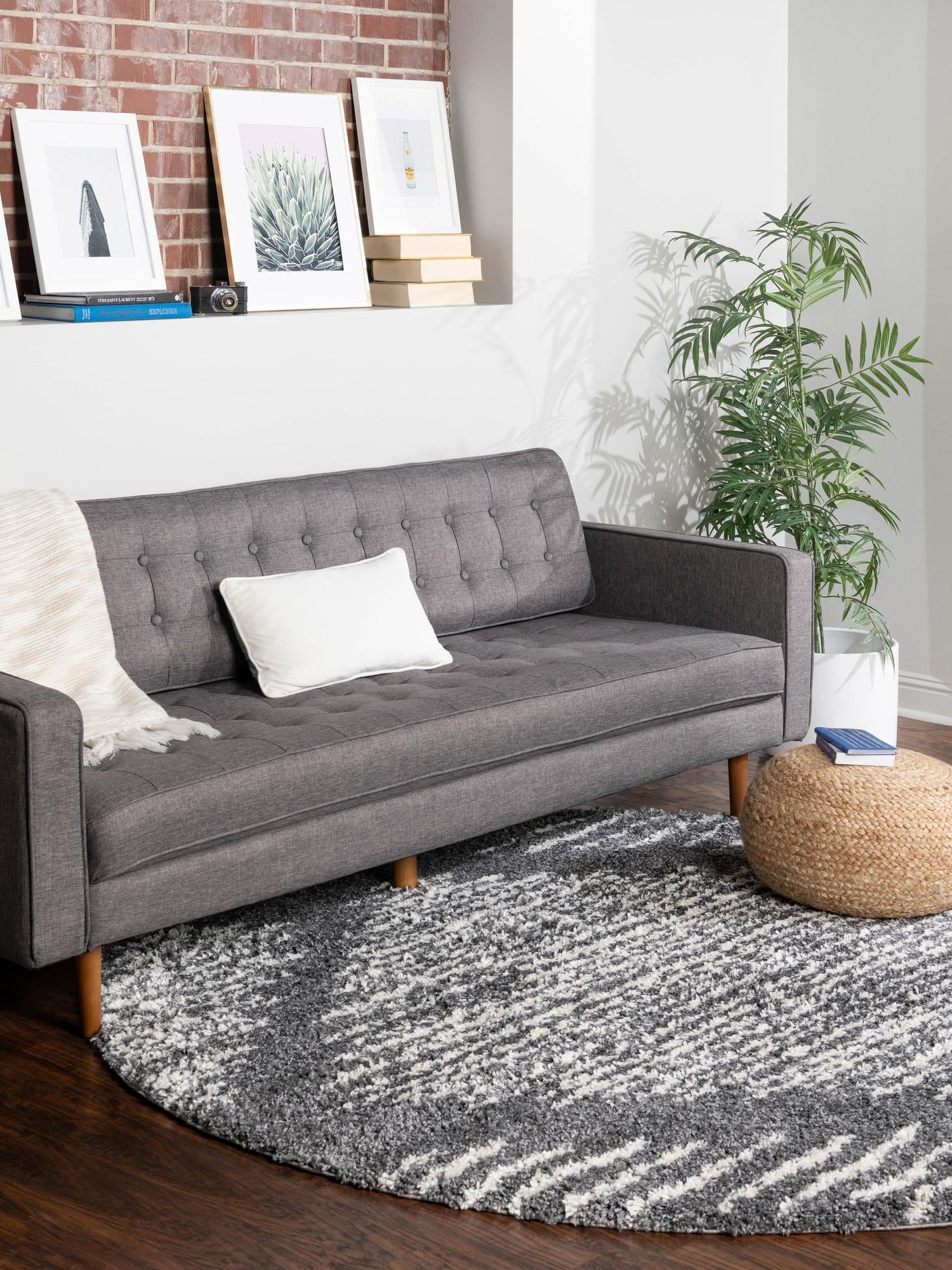 Gray 7' x 7' Serenity Shag Round Area Rug Thick Soft Touch Fluffy & Plush Shaggy Pile Carpet for Living Rooms, Kitchen, Bedrooms, Office, Dorms for Sale at Rug Engine