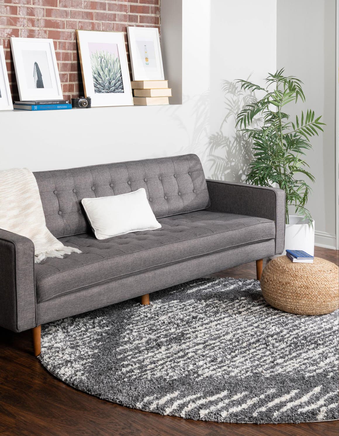 Gray 3' 3 x 3' 3 Serenity Shag Round Area Rug Thick Soft Touch Fluffy & Plush Shaggy Pile Carpet for Living Rooms, Kitchen, Bedrooms, Office, Dorms for Sale at Rug Engine