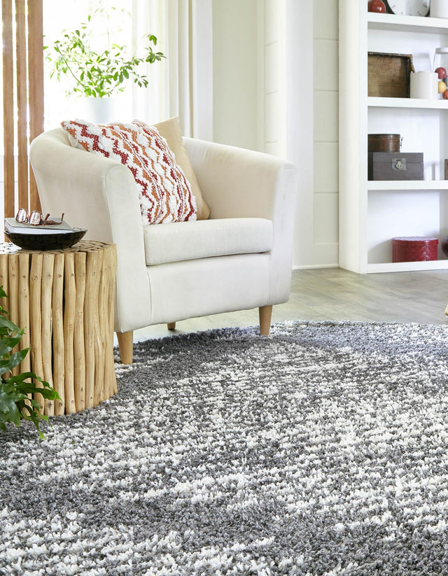Gray 7' x 7' Serenity Shag Round Area Rug Thick Soft Touch Fluffy & Plush Shaggy Pile