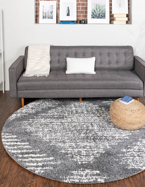 Gray 7' x 7' Serenity Shag Round Area Rug Thick Soft Touch Fluffy & Plush Shaggy Pile