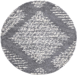 Gray 5' 3 x 5' 3 Serenity Shag Round Area Rug Thick Soft Touch Fluffy & Plush Shaggy Pile
