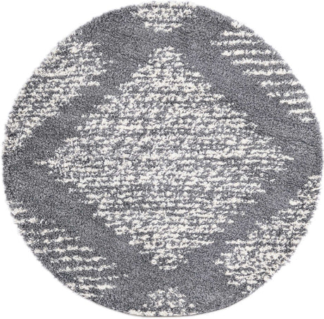 Gray 5' 3 x 5' 3 Serenity Shag Round Area Rug Thick Soft Touch Fluffy & Plush Shaggy Pile