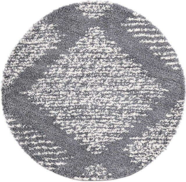 Gray 5' 3 x 5' 3 Serenity Shag Round Area Rug Thick Soft Touch Fluffy & Plush Shaggy Pile