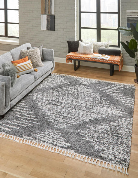 Gray 10' x 10' Serenity Shag Square Area Rug Thick Soft Touch Fluffy & Plush Shaggy Pile