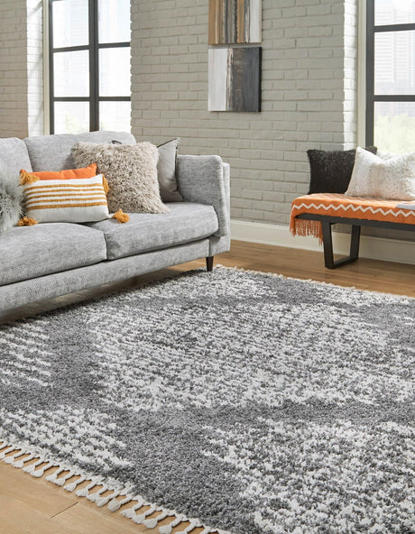 Gray 7' 10 x 7' 10 Serenity Shag Square Area Rug Thick Soft Touch Fluffy & Plush Shaggy Pile Carpet for Living Rooms, Kitchen, Bedrooms, Office, Dorms for Sale at Rug Engine