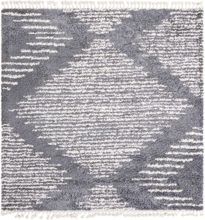 Gray 7' 10 x 7' 10 Serenity Shag Square Area Rug Thick Soft Touch Fluffy & Plush Shaggy Pile