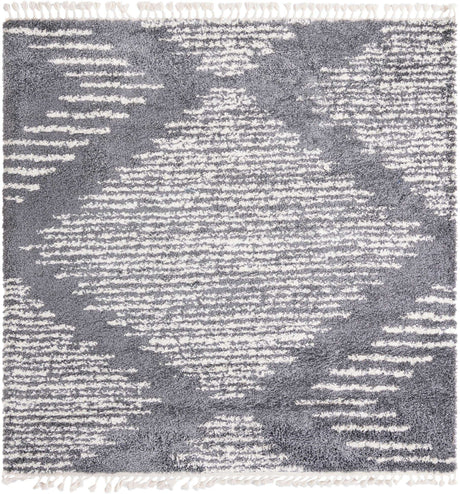 Gray 7' 10 x 7' 10 Serenity Shag Square Area Rug Thick Soft Touch Fluffy & Plush Shaggy Pile