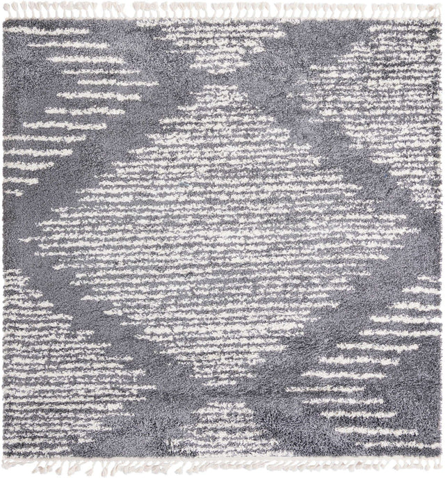 Gray 7' 10 x 7' 10 Serenity Shag Square Area Rug Thick Soft Touch Fluffy & Plush Shaggy Pile