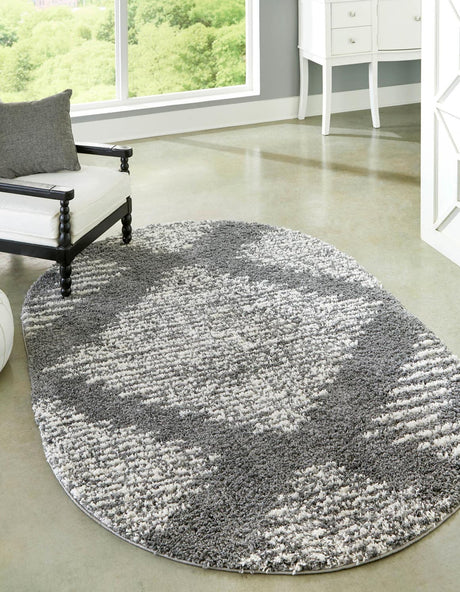 Gray 5' 3 x 8' Serenity Shag Oval Area Rug Thick Soft Touch Fluffy & Plush Shaggy Pile