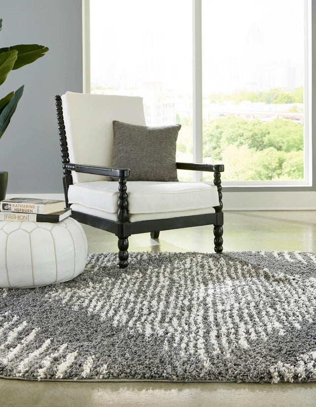Gray 5' 3 x 8' Serenity Shag Oval Area Rug Thick Soft Touch Fluffy & Plush Shaggy Pile