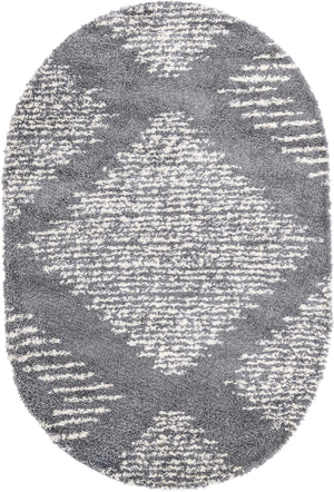 Gray 5' 3 x 8' Serenity Shag Oval Area Rug Thick Soft Touch Fluffy & Plush Shaggy Pile