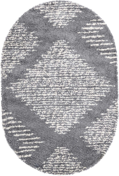 Gray 5' 3 x 8' Serenity Shag Oval Area Rug Thick Soft Touch Fluffy & Plush Shaggy Pile