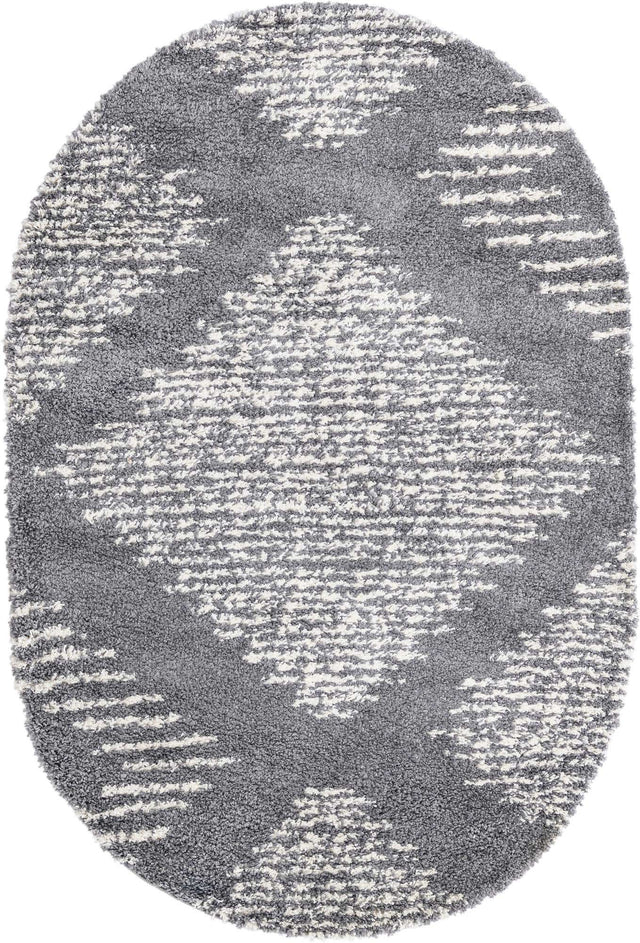 Gray 5' 3 x 8' Serenity Shag Oval Area Rug Thick Soft Touch Fluffy & Plush Shaggy Pile