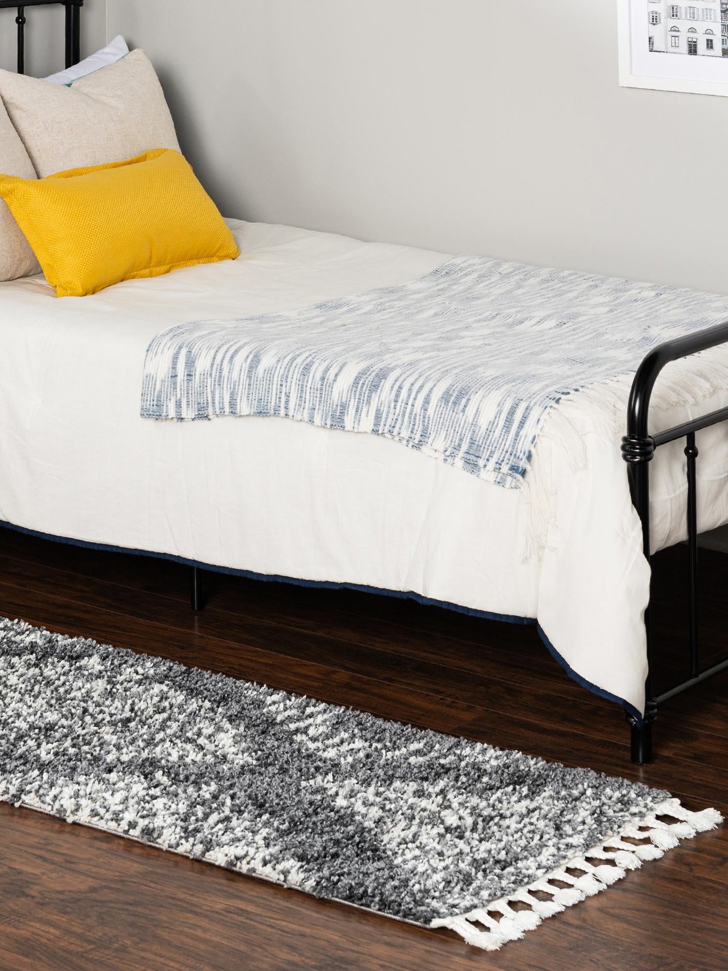 Gray 2' x 6' Serenity Shag Runner Area Rug Thick Soft Touch Fluffy & Plush Shaggy Pile Carpet for Living Rooms, Kitchen, Bedrooms, Office, Dorms for Sale at Rug Engine
