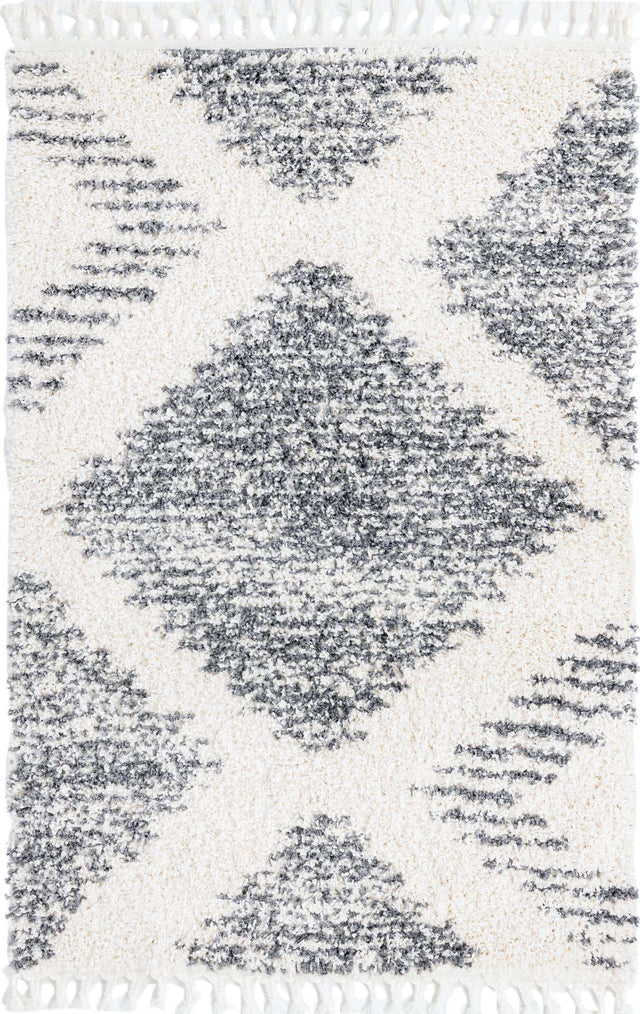 White 4' x 6' Serenity Shag Rectangle Area Rug Thick Soft Touch Fluffy & Plush Shaggy Pile