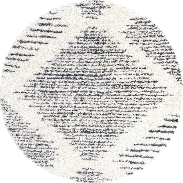 White 7' x 7' Serenity Shag Round Area Rug Thick Soft Touch Fluffy & Plush Shaggy Pile