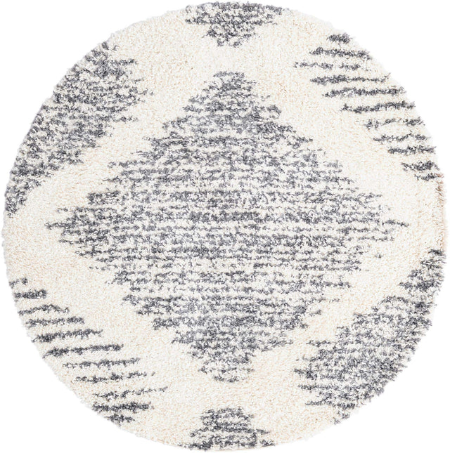 White 5' 3 x 5' 3 Serenity Shag Round Area Rug Thick Soft Touch Fluffy & Plush Shaggy Pile